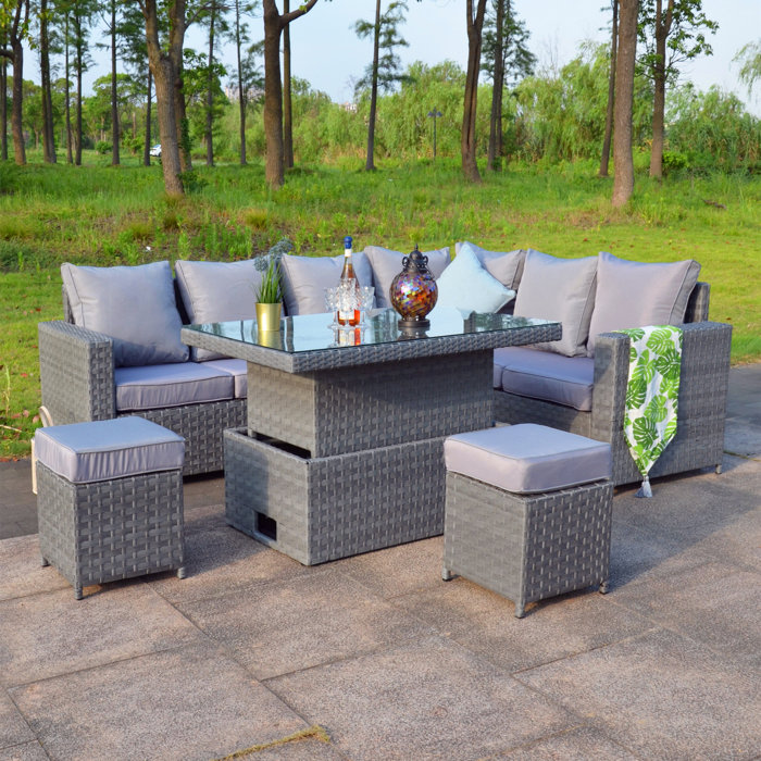 Brayden Studio Adin Rattan Wicker 9 Person Seating Group with